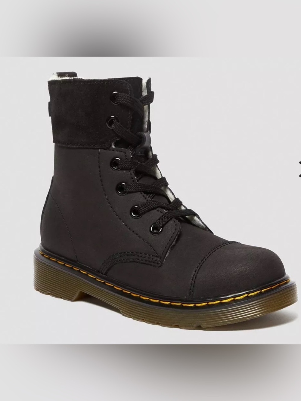 Dr Martens Junior Fur Lined Aimilita Leather Boots Size 3